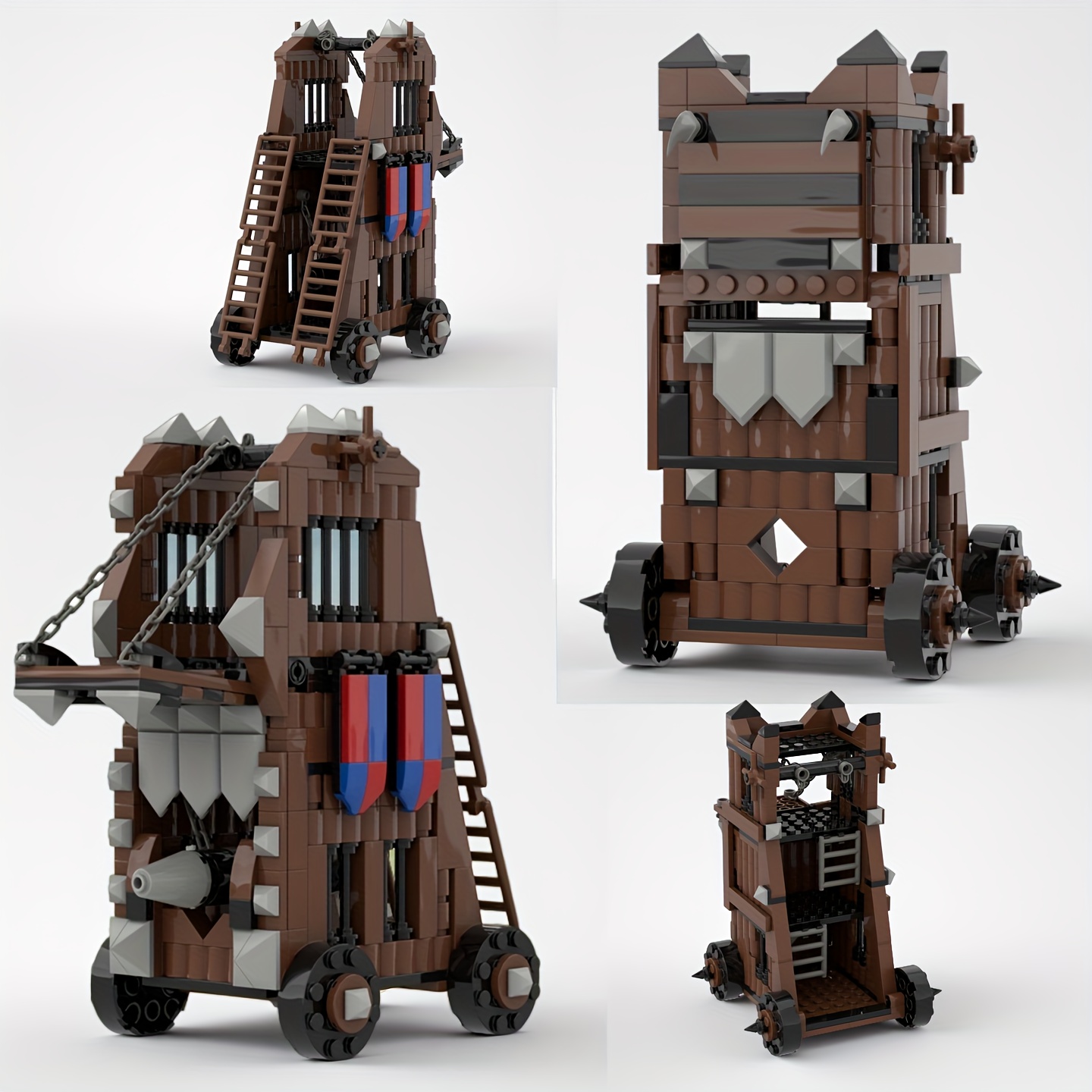 Siege Tower Building Blocks Model with Cannon